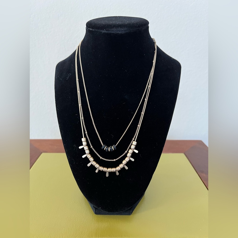 Gold and Black Beaded Necklace